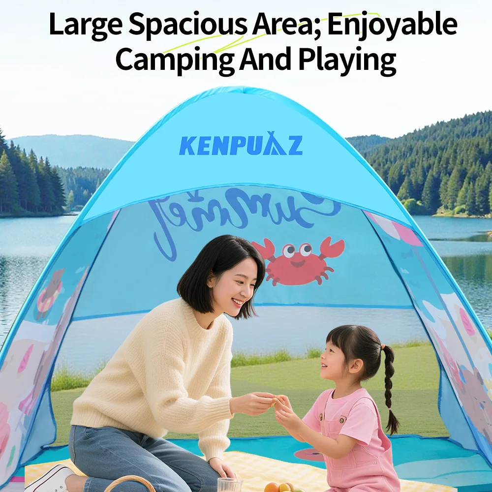 Kenpuaz Beach Tenda familiare impermeabile per bambini Tende da campeggio all'aperto per bambini Ventilare pop-up aperto portatile per parasole per bambini