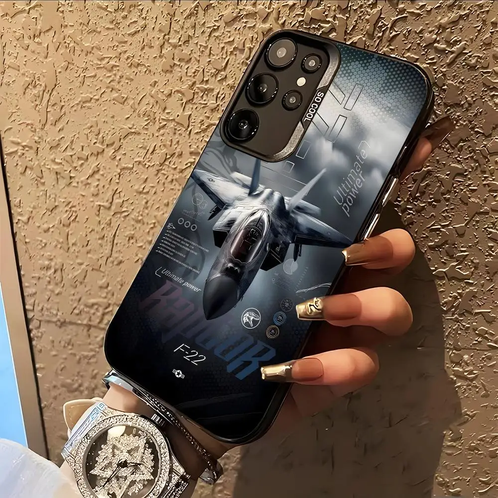 F35 F22 Raptor Aircraft Phone Case for Samsung Galaxy S26 S25 S24 S23 S22 S21 S20 Note20 Plus Ultra Colorful Silver Cover