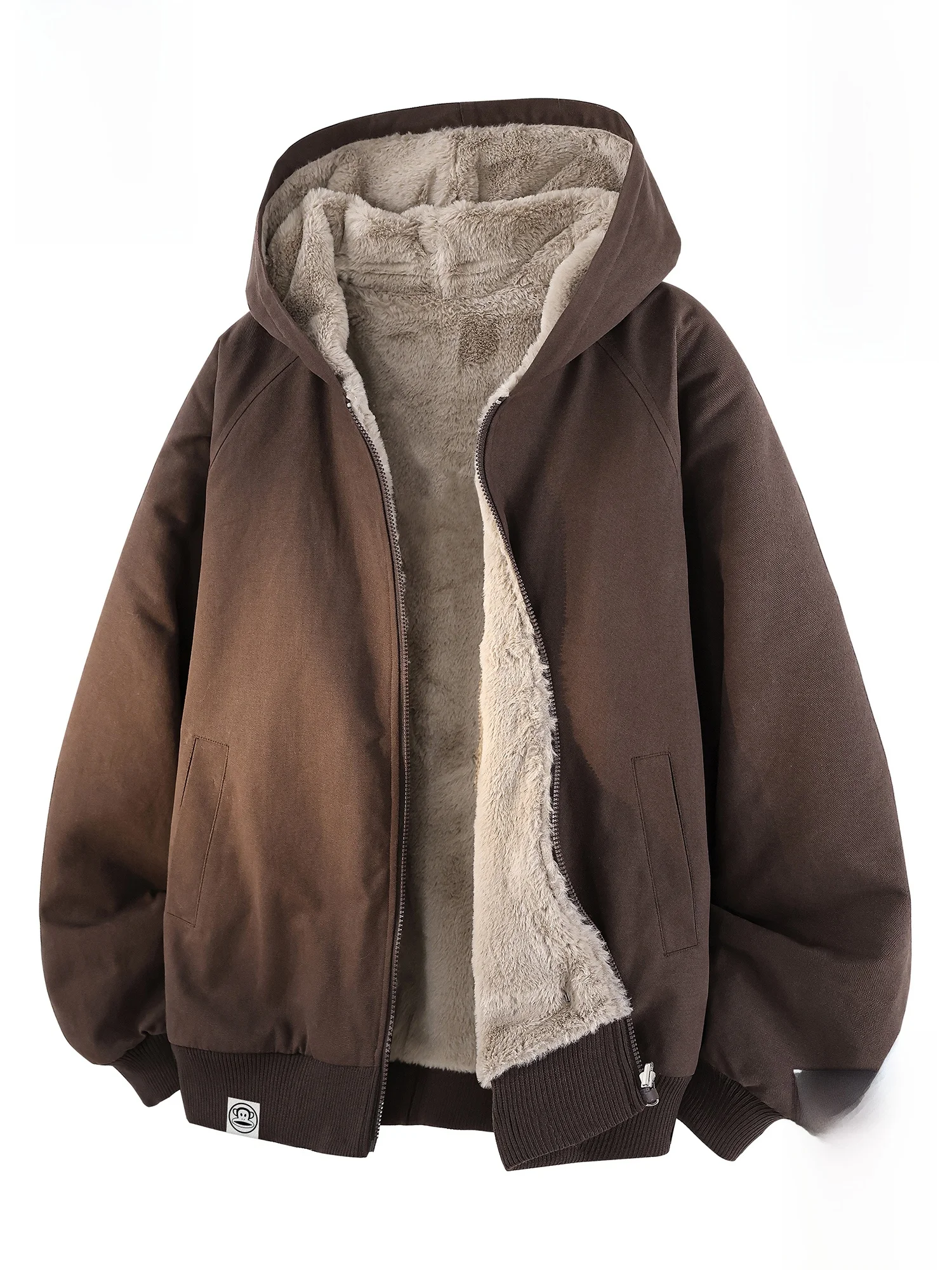 

Мужская зимняя куртка Paul Frank с двусторонним использованием, с капюшоном, из хлопка, в уличном стиле, ретро, на флисовой подкладке, теплая, верхняя одежда