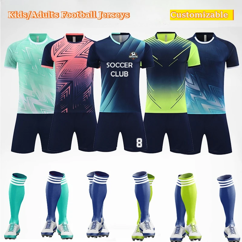 Kids & Adults Soccer Jersey Set,Football Training Uniform,Match Team Suit,Quick Dry Breathable Sportswear 2Pcs Shirt+Shorts