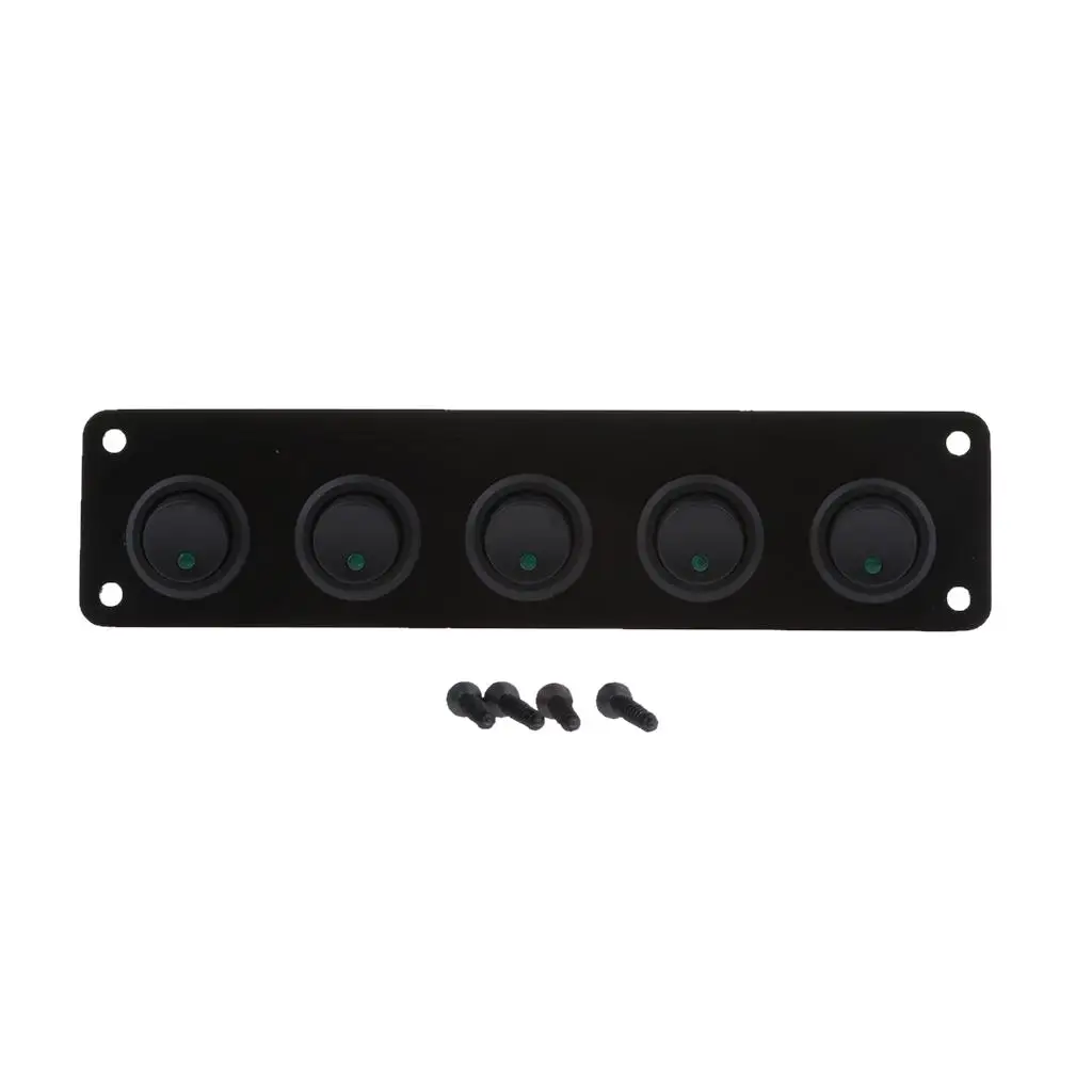 12V 5 Gang Rocker Switch Panel - Waterproof Pre- Toggle Switch with LED Backlit