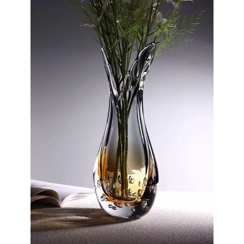 

Modern light luxury creative glazed vase luxury model room flower arrangement glass bottle decoration Suitable for indoor use