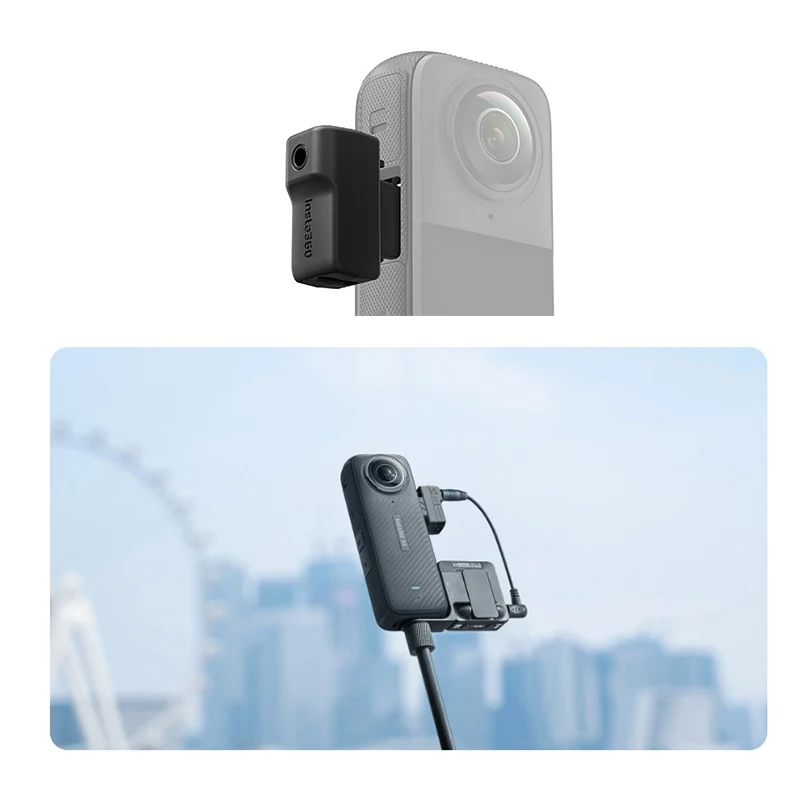 Адаптер для внешнего микрофона для камеры Insta360 X4 Type-C и 3,5 мм аудио порты поддержка зарядного устройства для Insta360 ONE X4 аксессуары
