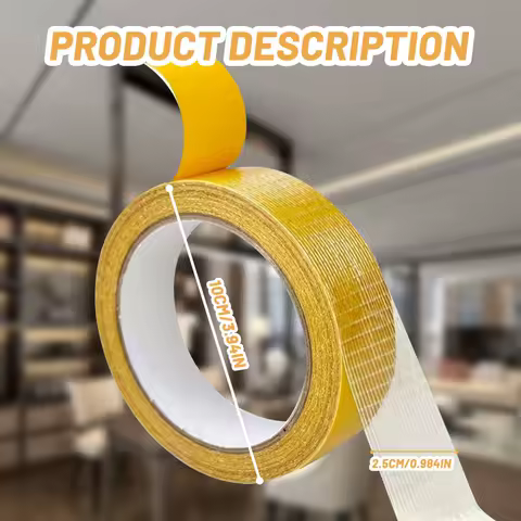 1Roll 5M Double Sided Tape High Viscosity Grid Fiber Transparent Double Sided Tape Sticky Adhesive Fiber Mesh Tape