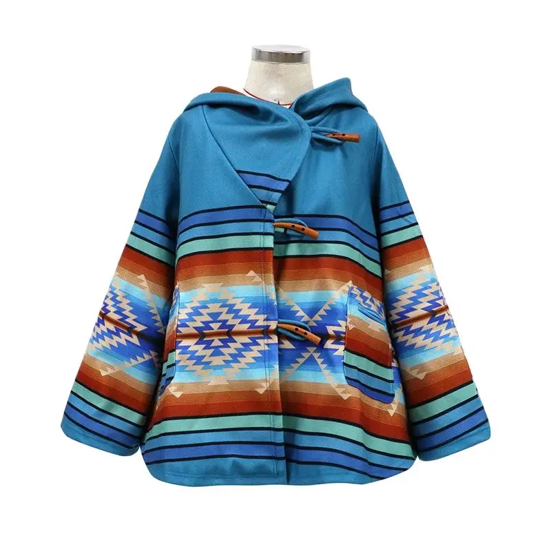 13 Colors Women Wool Coat Printed Hooded Woolen Coat Women Long Sleeve Loose Long Overcoat Women Coats And Jackets Winter Autumn