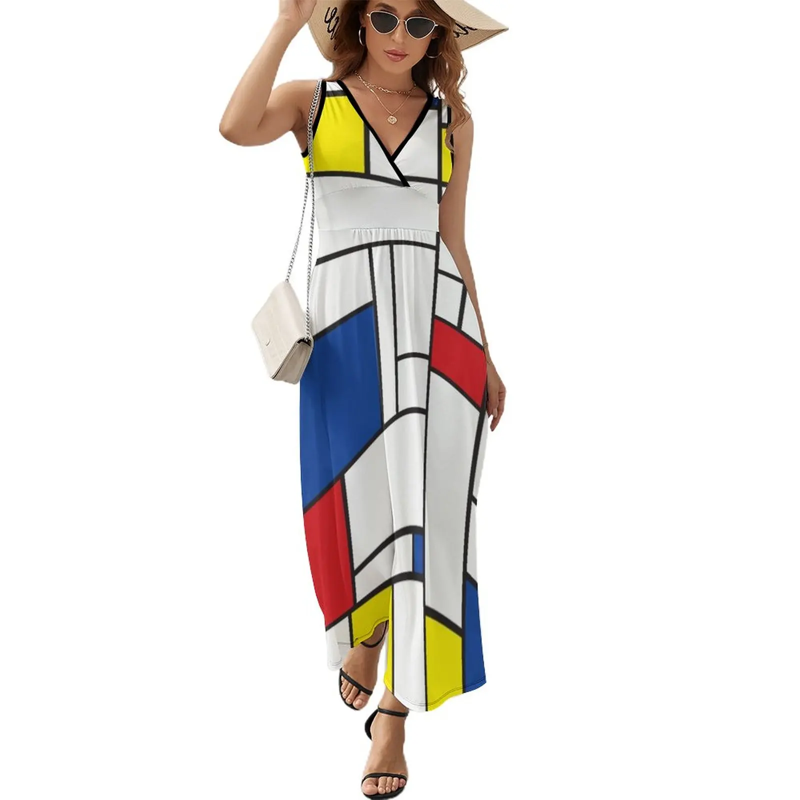 

Mondrian минималистский стиль современного искусства II Женское модное платье без рукавов