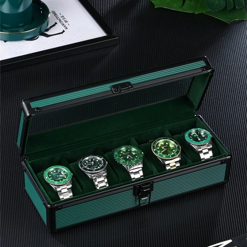 

Aluminium Watch Box Business Minimalist Storage Boxes Transparent Window Display Case Protect Dustproof Mechanical Watch Boxes
