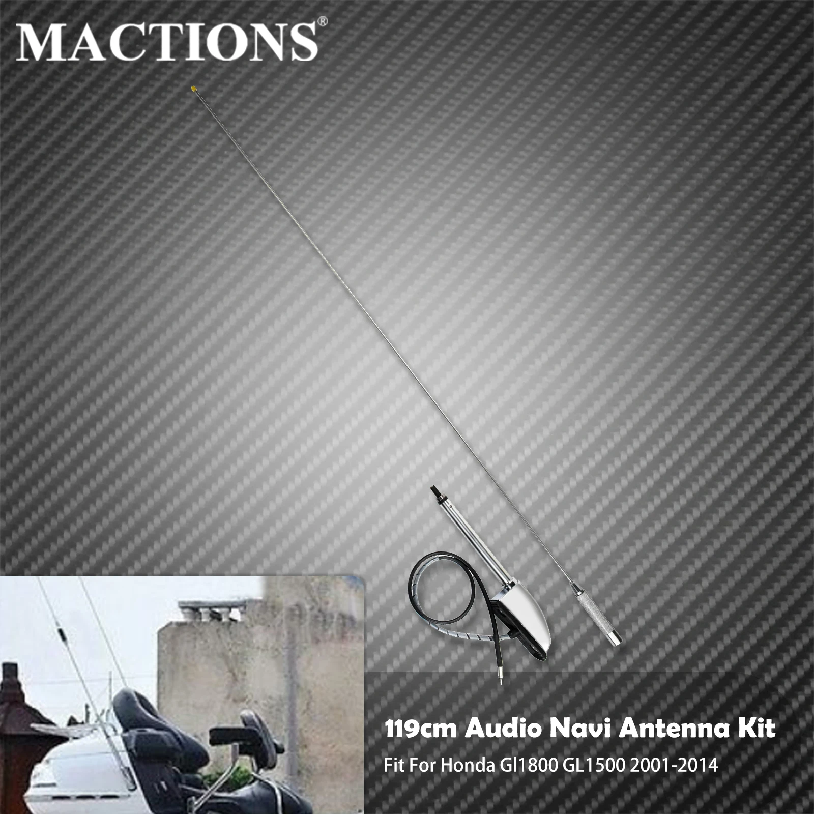 Motorcycle 119cm Antenna Audio Comfort Navi Function Kit Chrome Aluminum For Honda Goldwing GL1800 GL1500 2001-2012 2013 2014