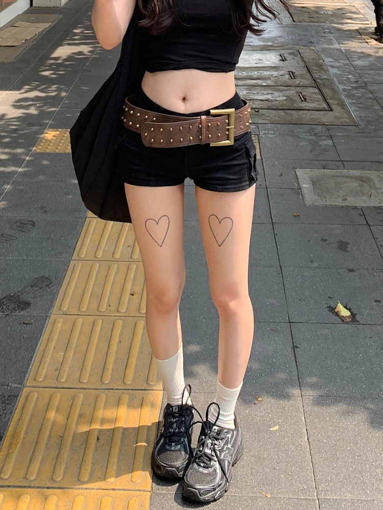 

Летние женские японские джинсовые шорты Y2K 2000-х годов Gyaru Kpop Джинсовые брюки-карго с низкой посадкой Harajuku Grunge Cyber Punk Coquette Gothic