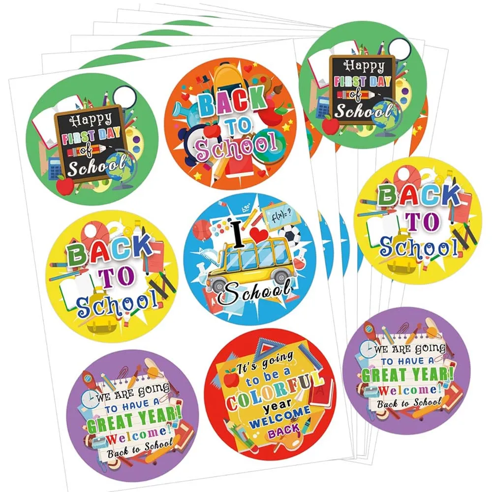 

Welcome Back-to-School Labels First Day of School Present Tags Stickers 120Pcs Happiness I Love School Labels 2inch