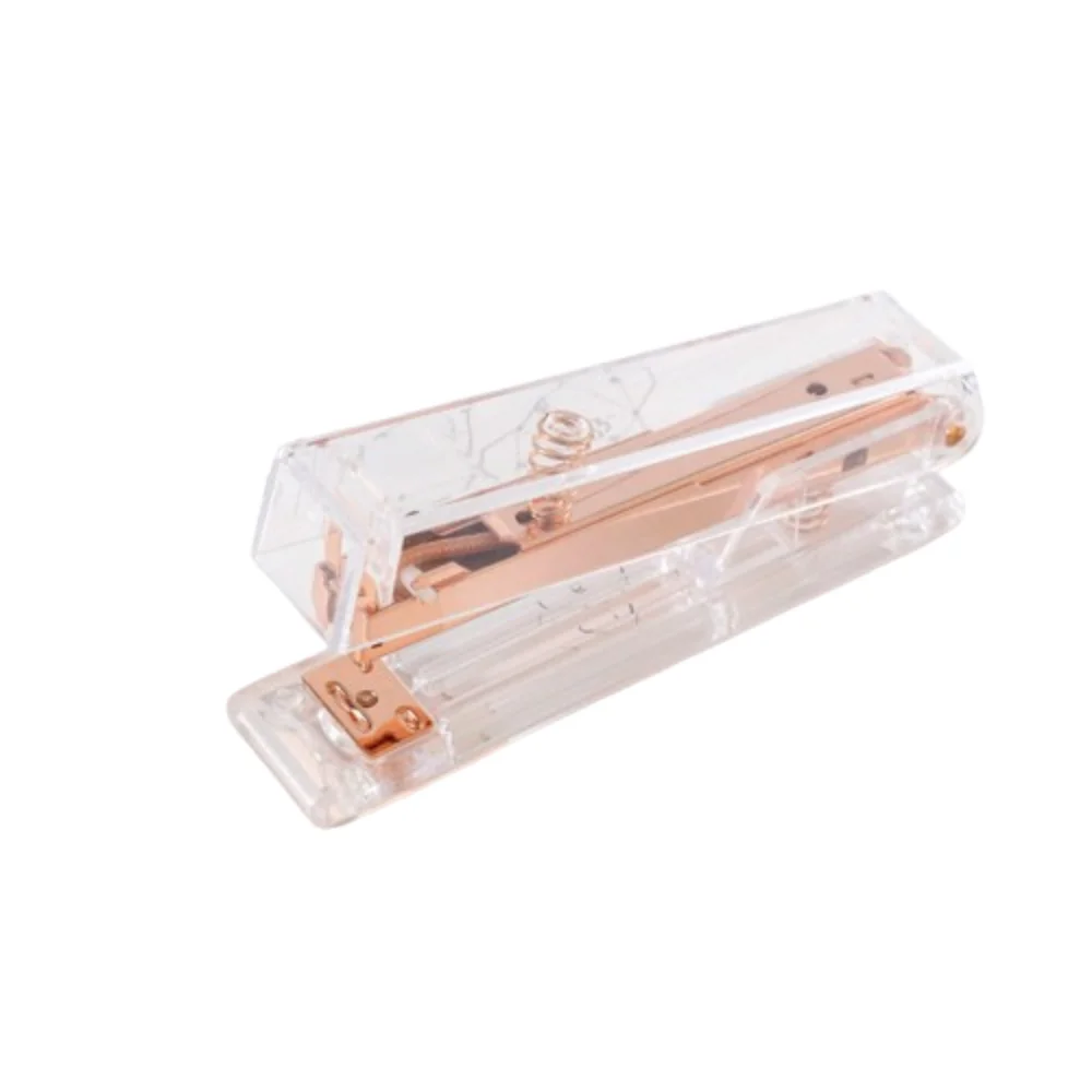 Manual Transparent Stapler Bookbinding Tool Rose Gold Paper Stapler Portable INS Book Binding Machines Student