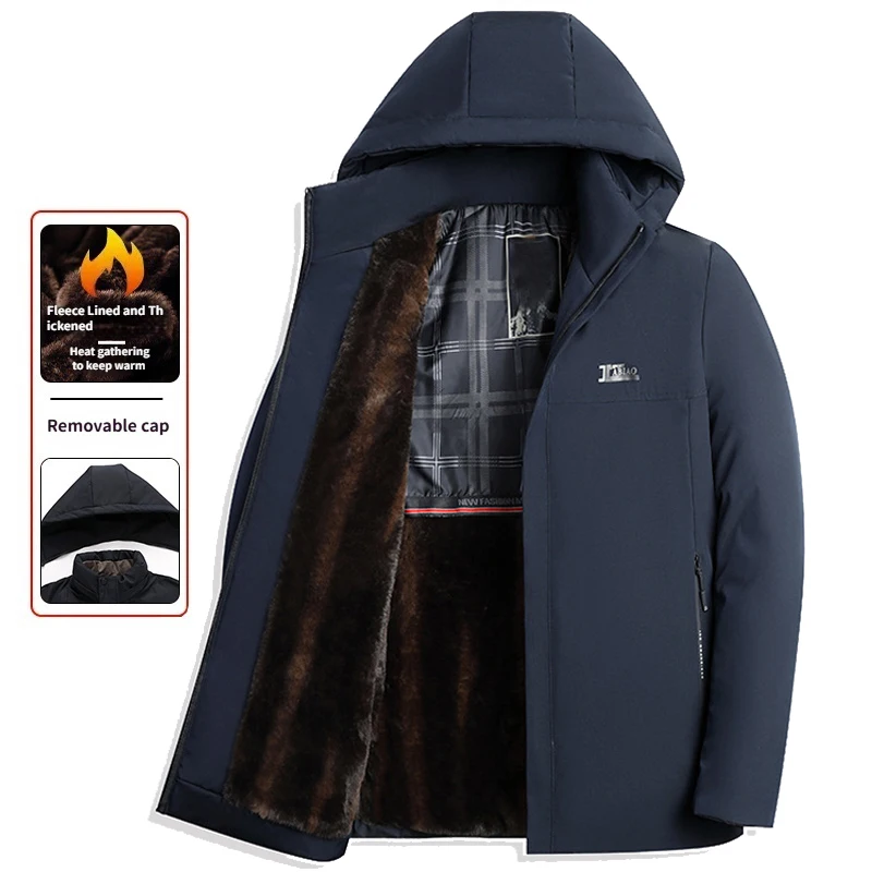 

Новая утепленная флисовая парка с капюшоном, мужская зимняя теплая ветрозащитная зимняя куртка для сноуборда для мужчин, теплое тяжелое пальто для пешего туризма, мужская