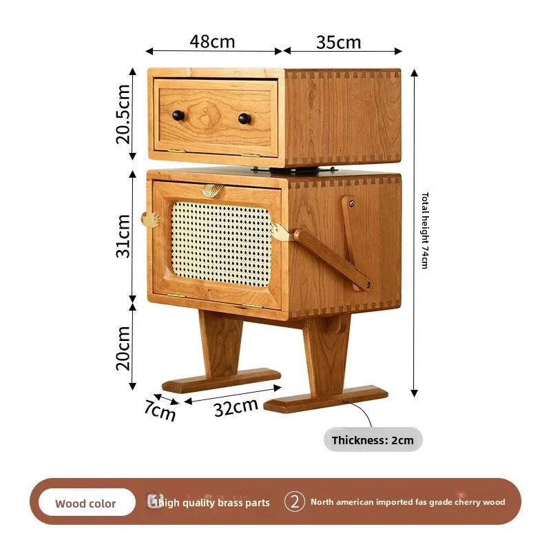 Factory Direct 2026 Full solid wood robot cabinet Nordic modern living room creative sideboard cherry wood storage cabinet