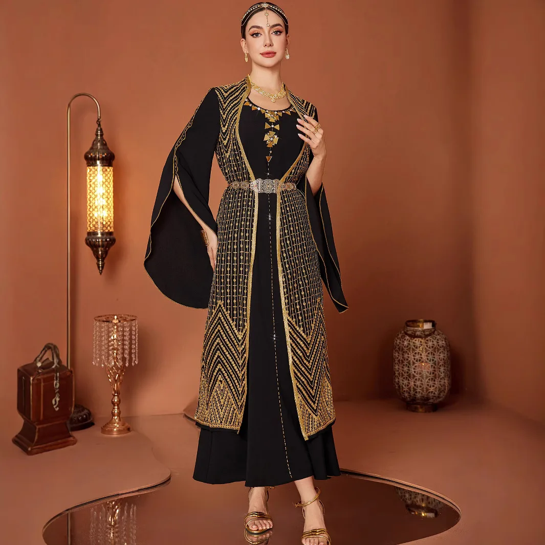 

Eid Women Dress Abaya Embroidery Fake 2 Piece Long Dresses Vestidos Largos Party Caftan Jalabiya Ramadan Muslim Long Robe 2025