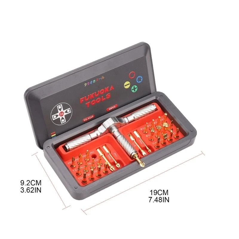 30 в 1 -х сфотографированном наборе отвертки с магнитной отверткой, с съемной ручкой для глаз.