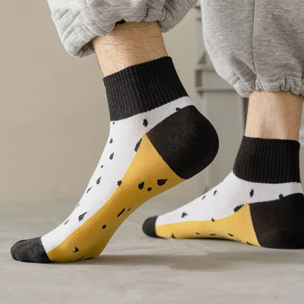 

5Pairs Fashion Cotton Men's Mid-calf Socks Simple Non-slip Men Tube Socks Breathable Hosiery Sports Ankle Sock Female