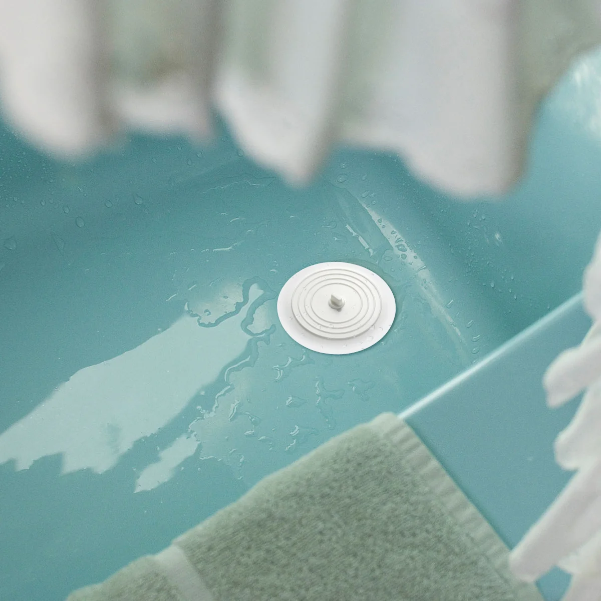 Bouchon d'évier en Silicone facile à nettoyer, 1 pièce, forte Adsorption pour les cuisines, les salles de bains, les buanderie, joint d'eau parfait blanc