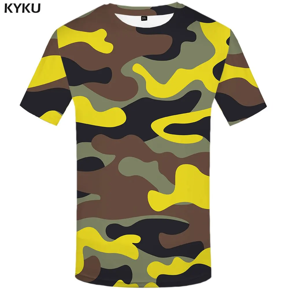 2023 New Orange Camouflage T Shirt Men Camo Tshirts Casual Military Anime Clothes Colorful T-shirts Gothic 3d Printed Tshirt