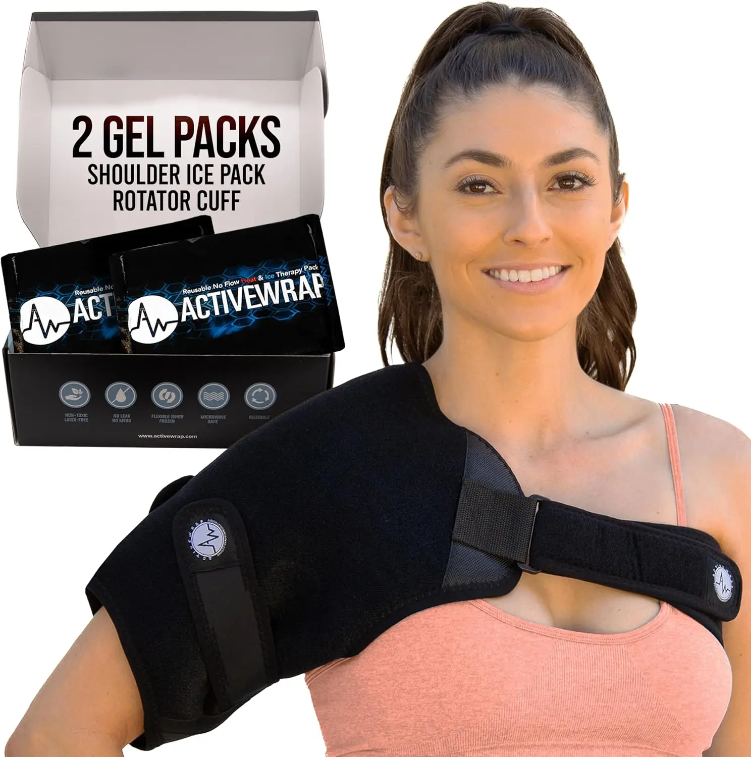 

Adjustable Shoulder Ice Pack Wrap with Reusable Gel Packs for Pain Relief, Cold Therapy for Injuries and Surgery