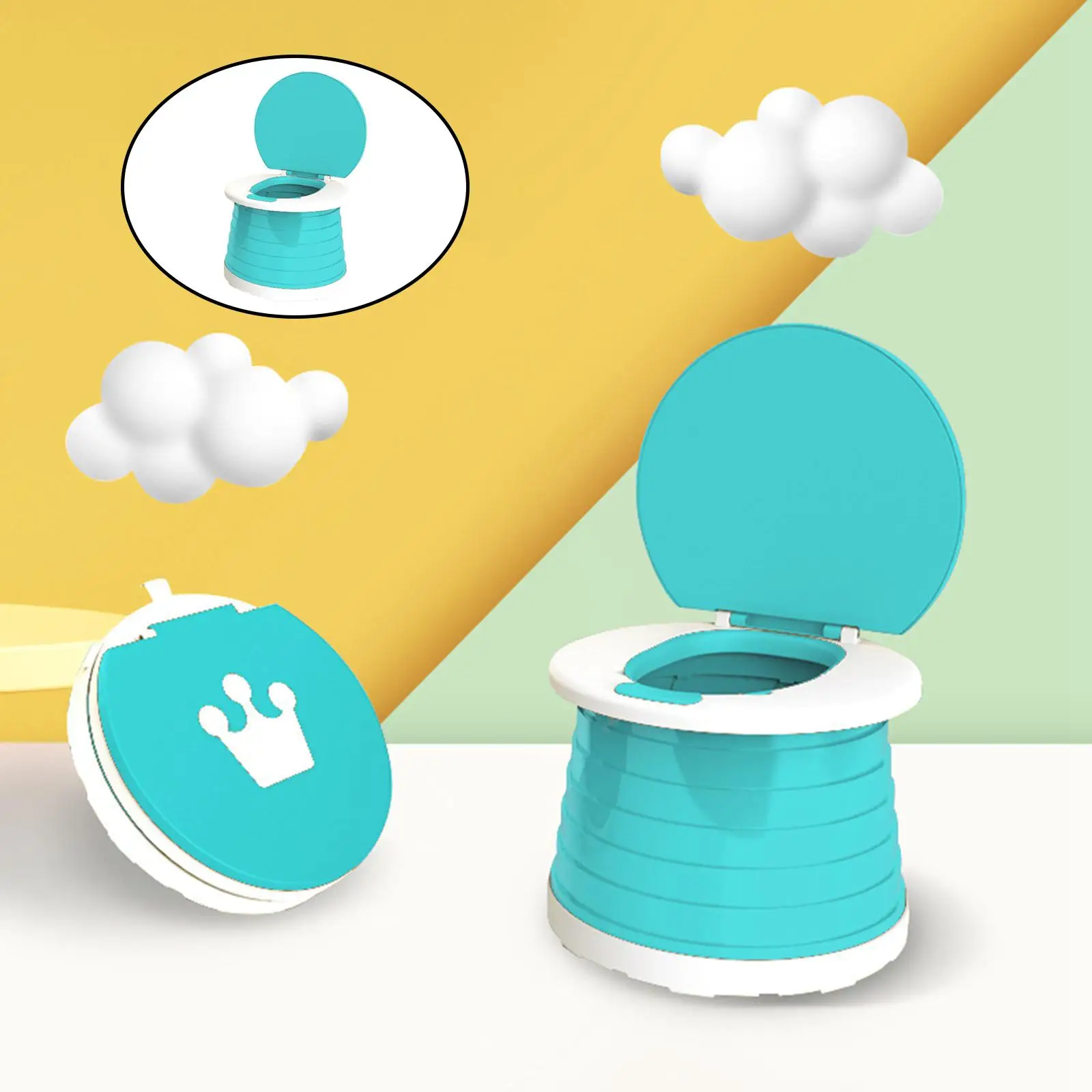 Kursi Latihan Toilet Lipat Anak Perjalanan Portabel Potty Anak, Mudah Dibersihkan,