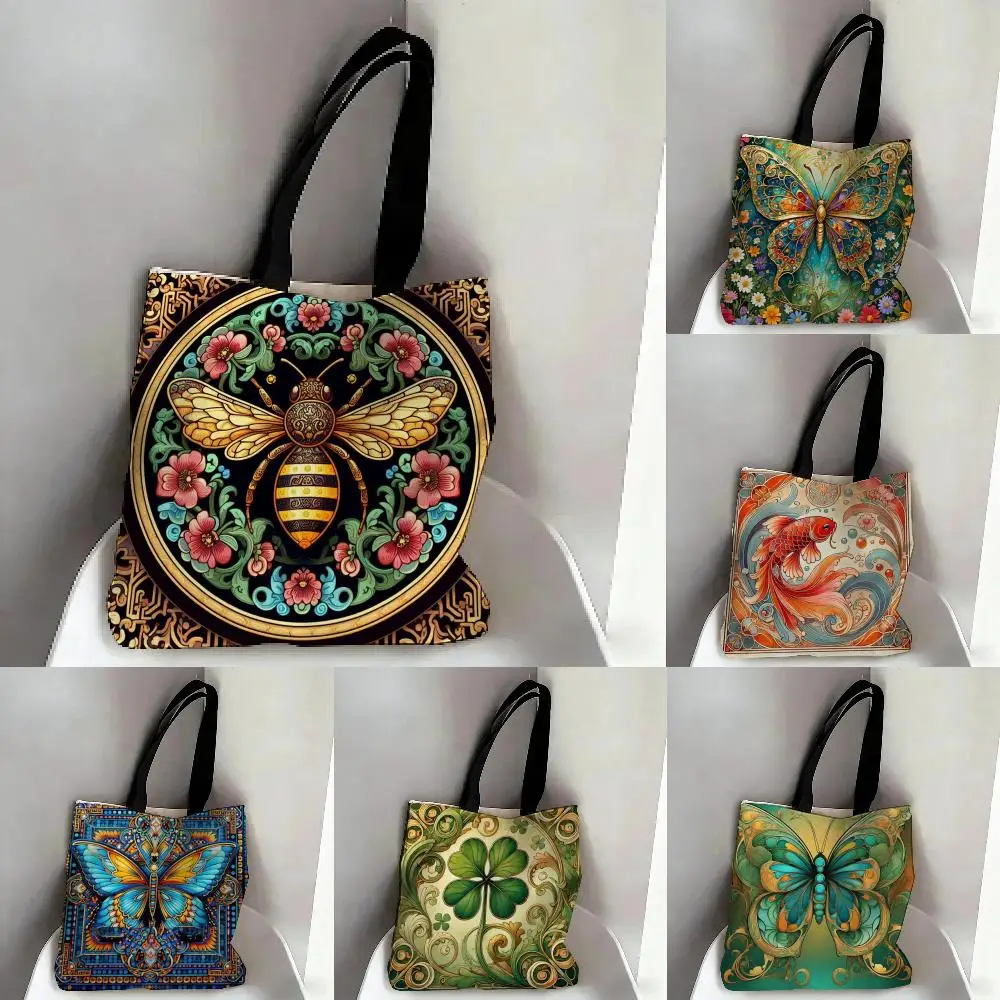 Brightly colored animal prints Storage Bags Tote Bag Travel Summer Beach Shoulder Bag Reusable Grocery Shopping Bag
