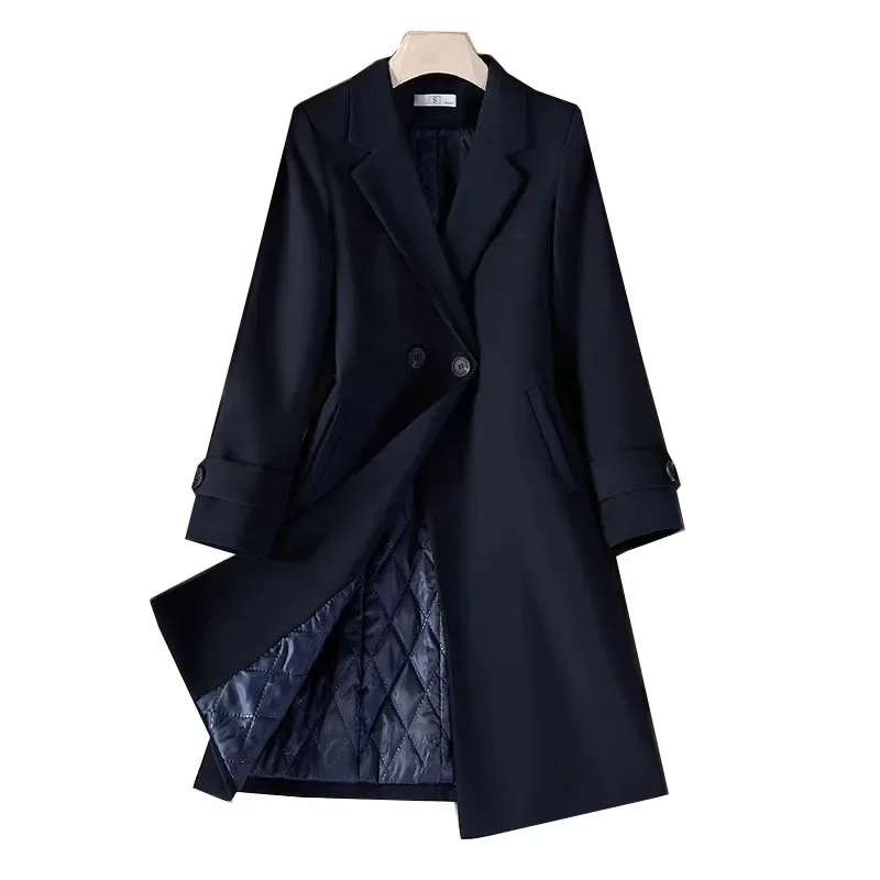 Blazer lungo da donna autunno inverno di alta qualità donna nero rosso blu navy blazer spessi giacca casual femminile cappotto giacche a vento