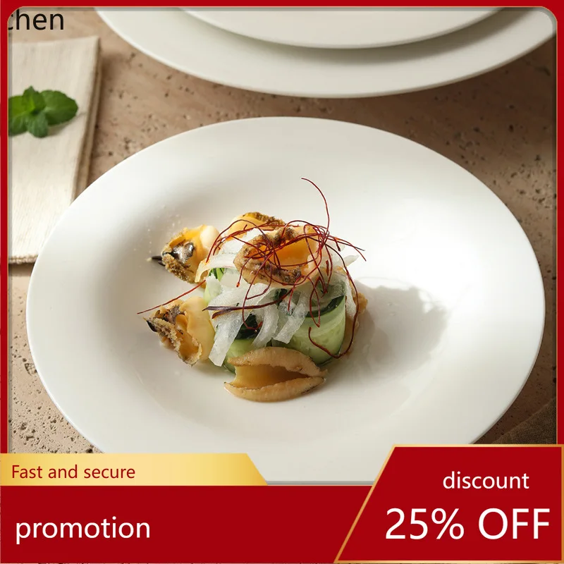 

ZML Household Dinner Plates Chinese Style Pure White Ceramic Tableware High-End Niche Large Size