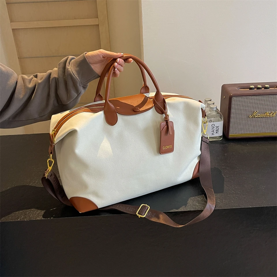 Fashion Lady canvas Travel Zip Bag Overnight Weekend Women Holdall Hand Luggage Women Carry On Handbag