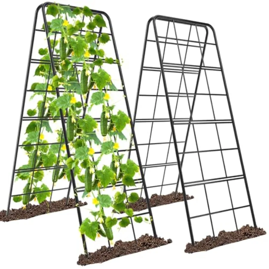 2 Pack 49x16.3 Adjustable Garden Trellis for Climbing Plants Outdoor Heavy Duty Rust-Proof Metal Cucumber Trellis A Frame Trell