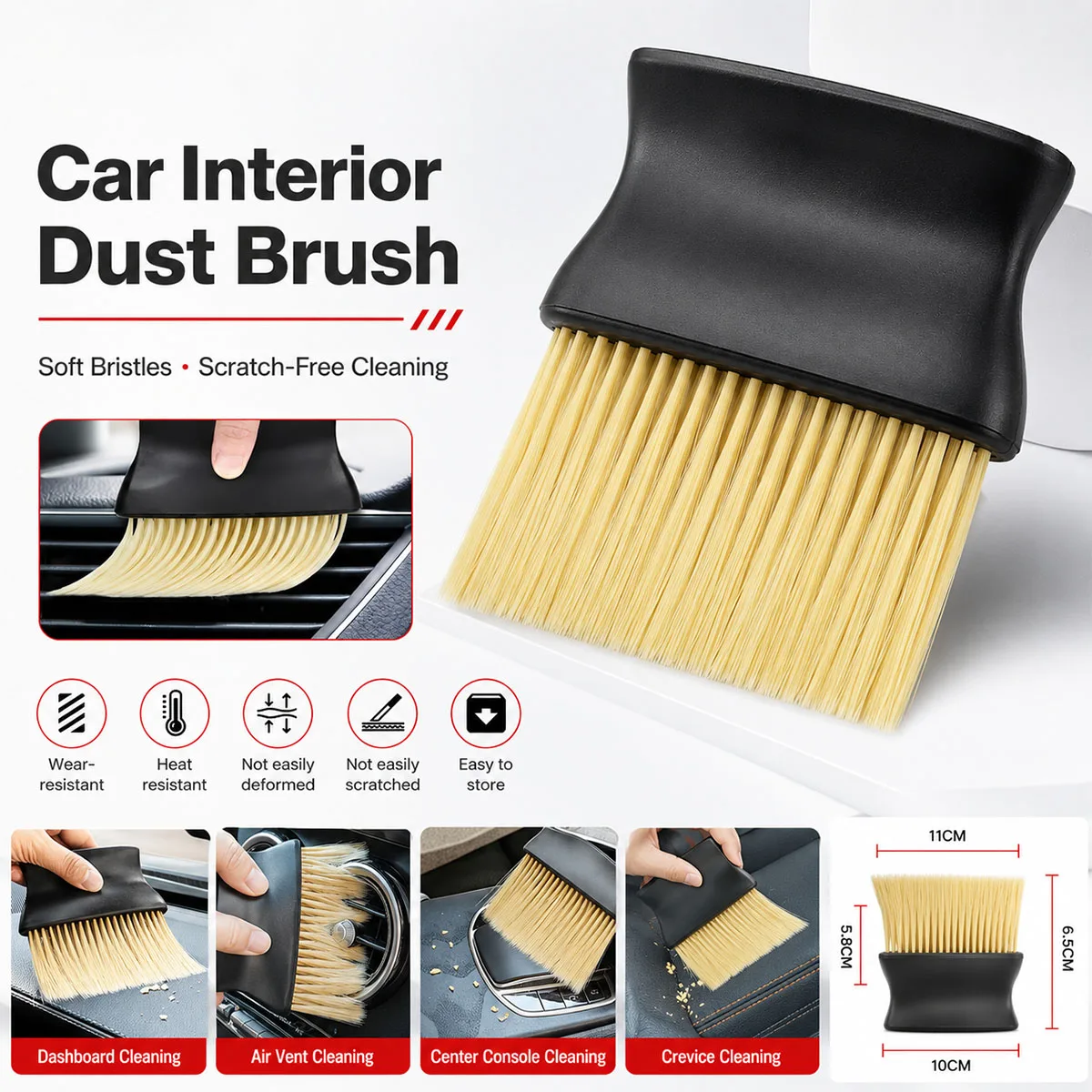 PINMOAP 1/2/5PCS Car Motorcycle Detailing Brush Set Soft Bristle Cleaning Brush For Wheel Rim Interior Air Vent Engine Bay Wash