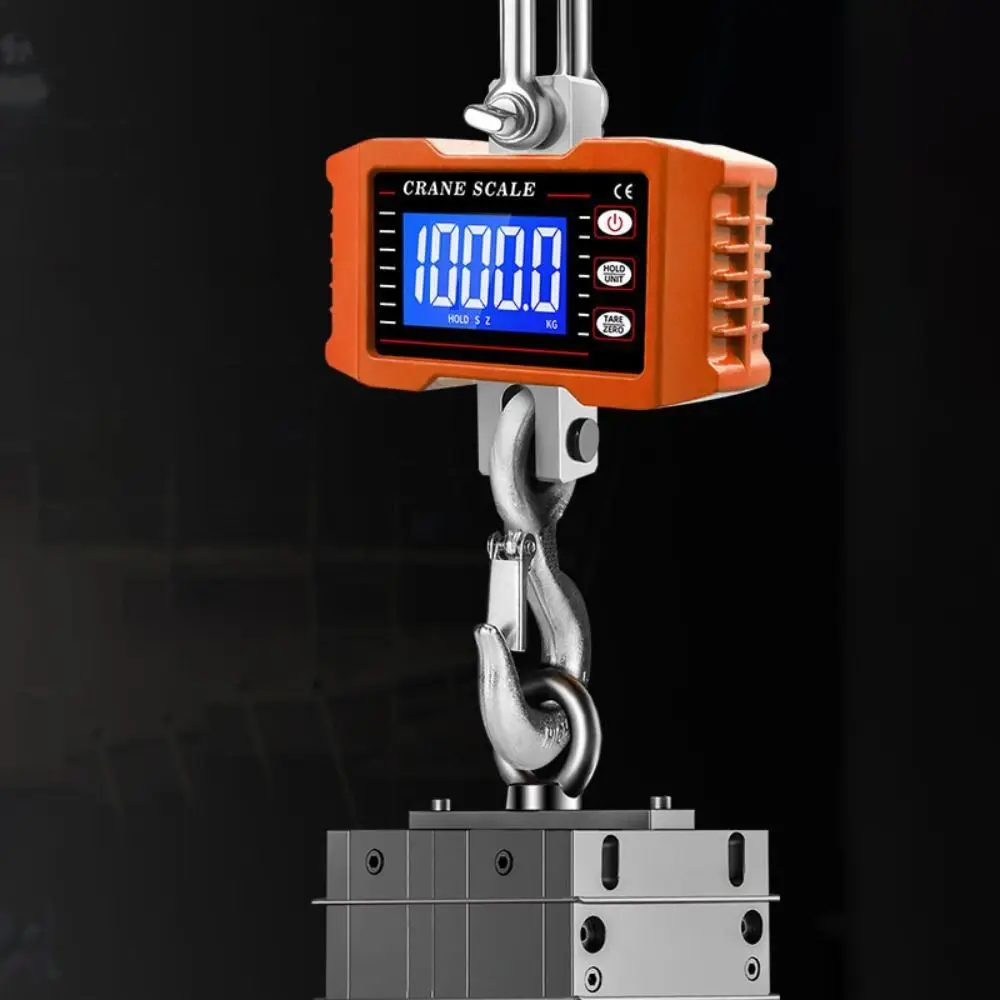 

1000kg Capacity Digital Hanging Scale Aluminum Construction Unit Change Industrial Hook Scales High Precision Data Hold
