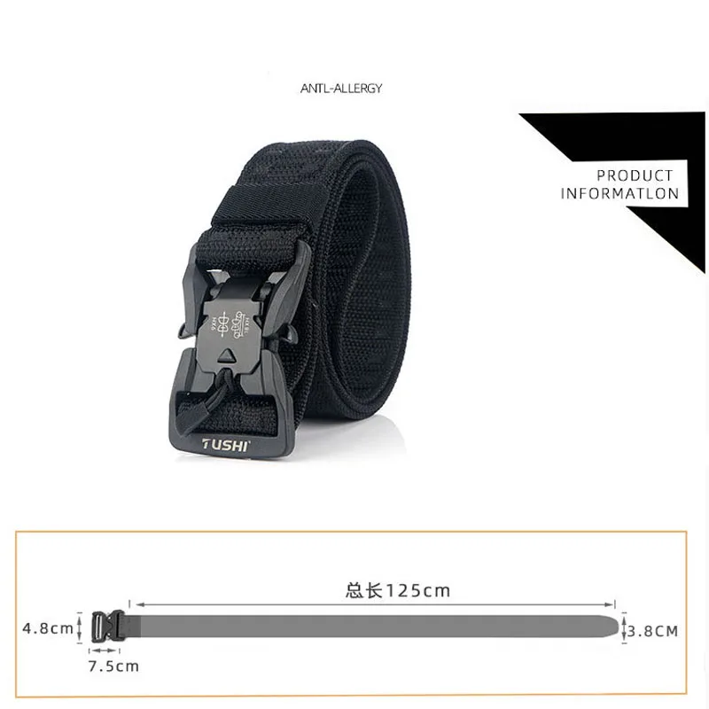 Mens Belts Tactical Quick Release Belt Fashion Nylon Elastic Belt Outdoor Hunting Hiking Tools