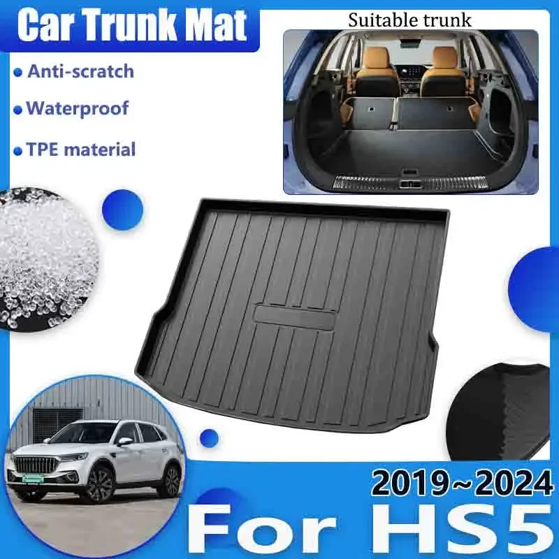 

Car Trunk Floor Mat for Hongqi HS5 2019 2020~2024 Waterproof Carpet Protector Luggage Upholstered 3D TPE Storage Pad Accessories