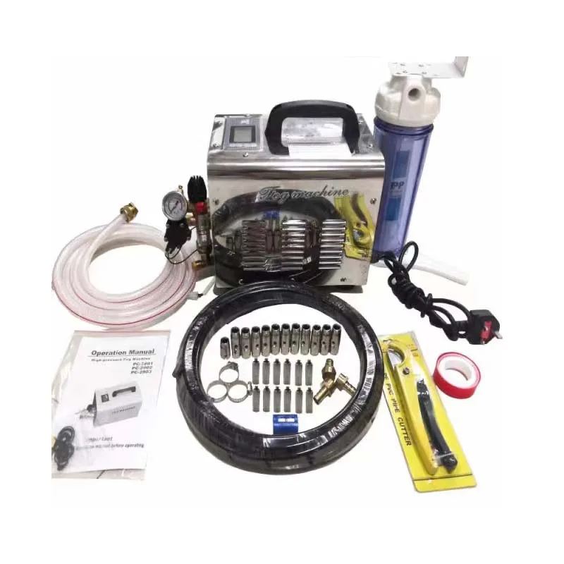 

1L High Pressure Mist Pump Fog Machine Spray Kit With 3/8'' Quick Connection With Nozzles For Large Greenhouse Watering