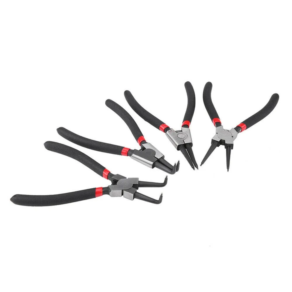 4Pcs Circlip Plier Set 7\'\' Long Nose Plier Staight Bent Plier Inner Outer   Staight Bent Plier Retaining Snap Ring Remover Tool