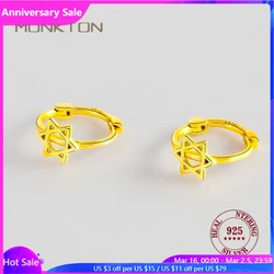 Monkton S925 Silver Star of David Stud Earrings for Women Six Pointed Star Hanukkah Gift Серьги Женские