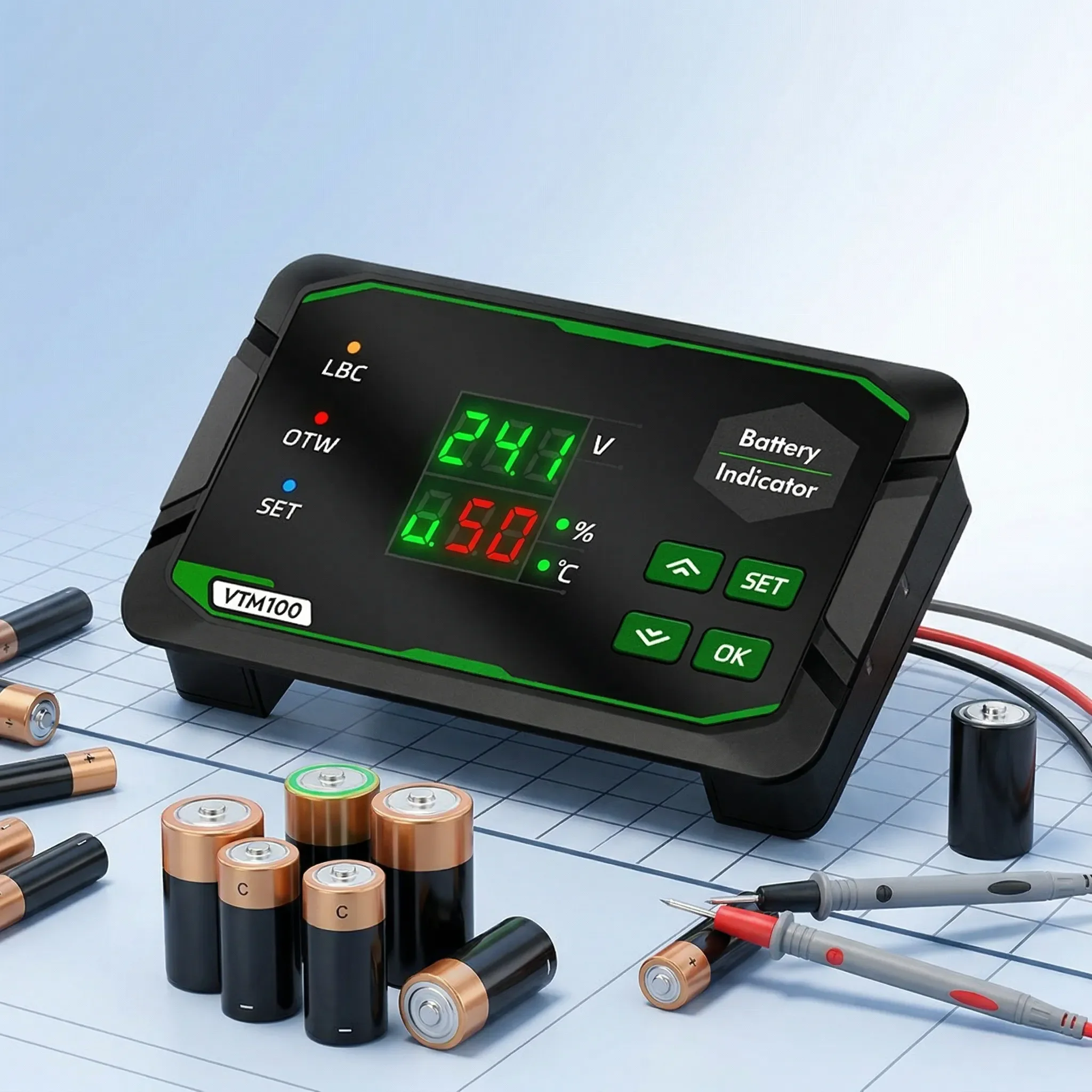 VTM100 Mini Digitaler Batterietester Hochpräziser Spannungs- und Ladeanzeiger für Säure-/Ternäre Lithium-Batterien DC 7-100V