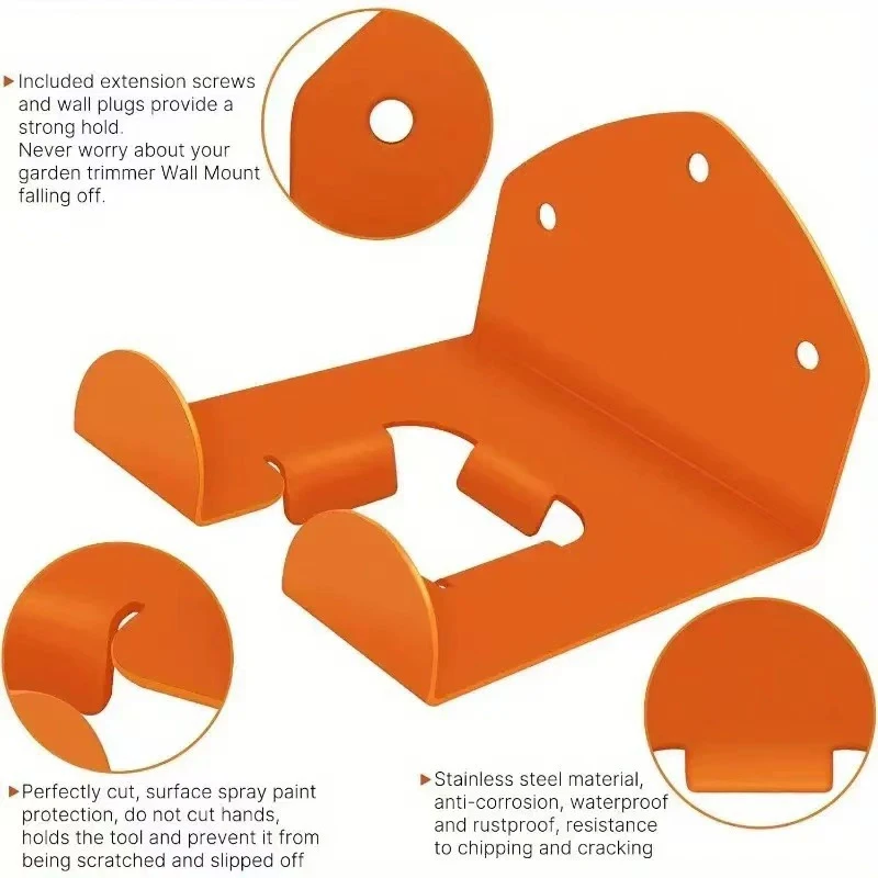 1 Piece Wall Mounted Trimmer Rack Garden Power Tool Storage Hanger Heavy Duty Garage Chainsaw Lawn Mower Organizer Garden Tool