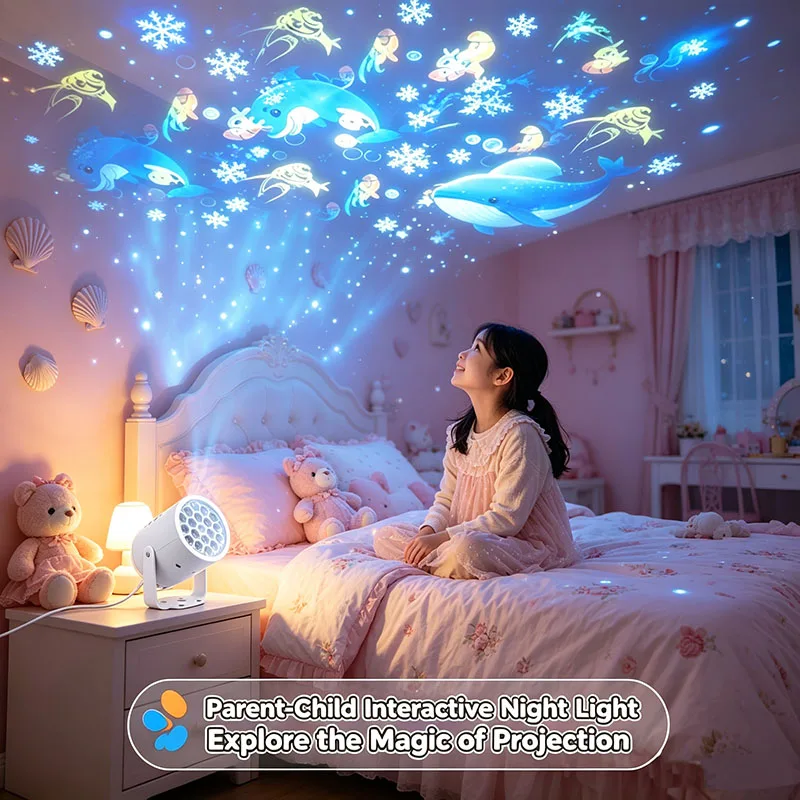 Rotating Dancing Ocean World LED Projector Light, Colorful Pattern Kids Lamp for Bedroom Living Room Christmas