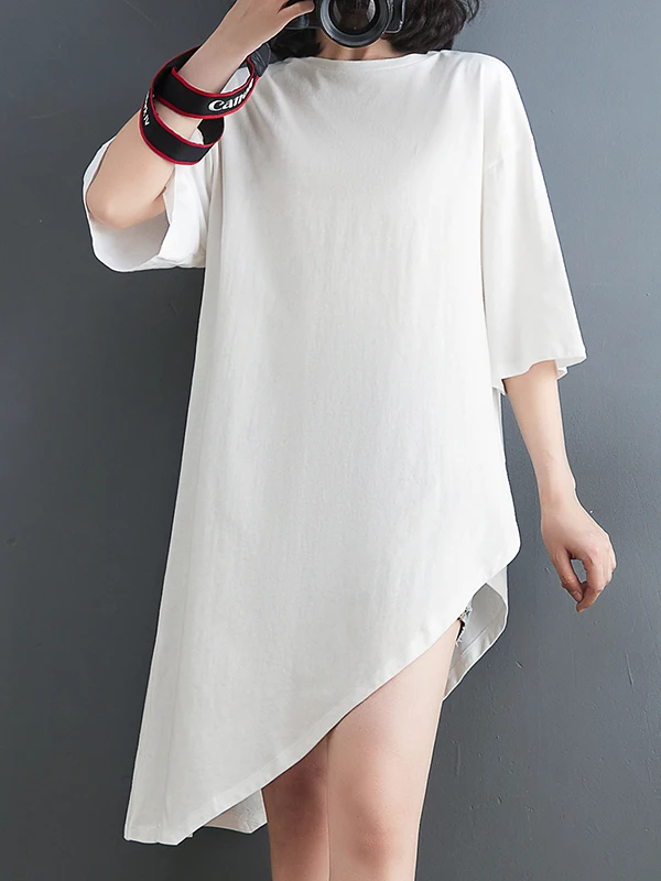 

2025 Summer New Loose Fashionable Age Reducing Personality Irregular Slimming Large Short Sleeve T-shirt Top for Women M532