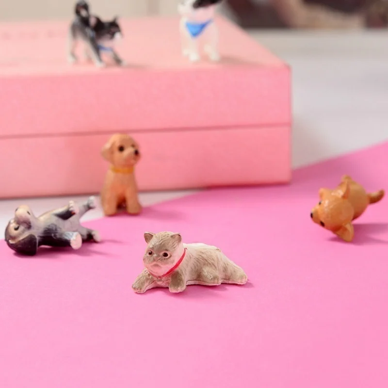 1:12 6Pcs Scale Simulation Cat and Dog Dollhouse Miniature Model Doll House Decoration Dolls Accessories