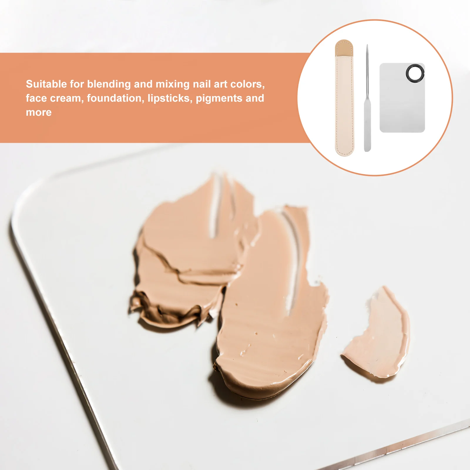 

1 Set Stainless Steel Makeup Mixing Palette Smooth Surface For Foundation Nail Art Blending Tools Kit Mixing Palette