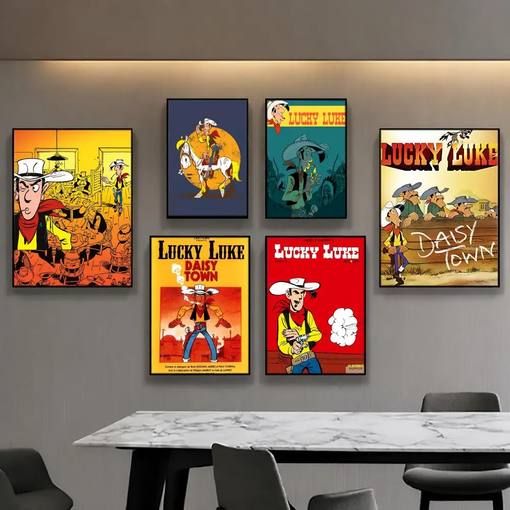 Pôster de desenho animado Lucky Luke, decoração de quarto, anime, filme, mochila, arte de parede, arte musical de parede