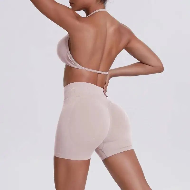 

Женский сексуальный облегающий бюстгальтер с подвеской на шее для йоги, красивая спина, высокая талия, подтягивающий бедра, комплект для занятий спортом на открытом воздухе и костюм для торжества