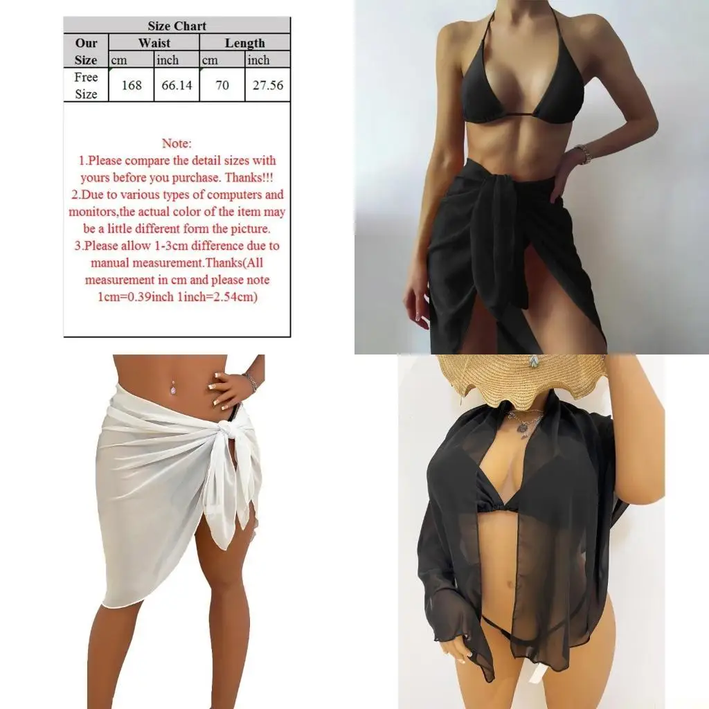 

U2JB Женский пляжный купальник-саронг, накидка, короткая юбка с завязками на талии и разрезом на талии