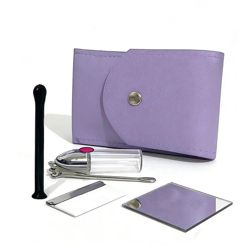 Purple Luxury Pouch PU Leather Travel Portable With Cutting Blade Smoking Accesion Outdoor Gift Bag Box Set5pcs