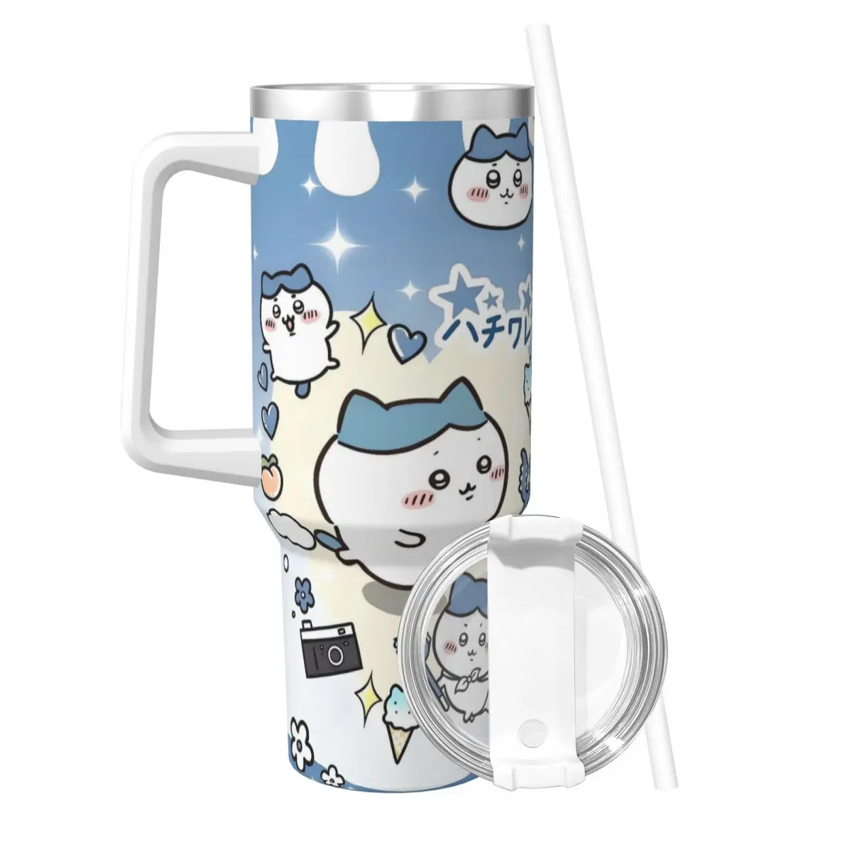 Kubek termiczny ze stali nierdzewnej Chiikawa, kubek podróżny 40oz, kubek do kawy, utrzymuje ciepło i zimno, butelka na mleko, herbatę, wodę.