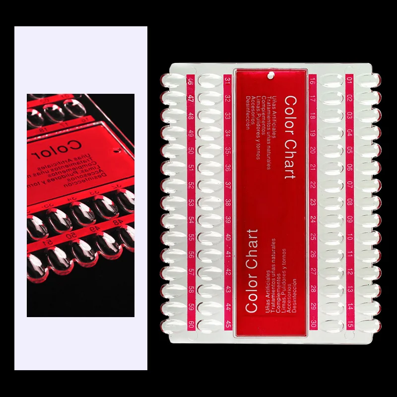 Nail Swatches 60 Tips Display Card Professional False Fake Nail Accessories UV Gel Color Display Chart for Manicure Tool