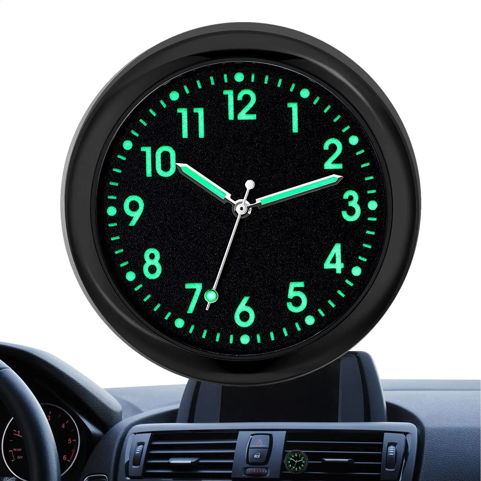 Universele Glow Decoratieve Klok Autoklok Mini Quartz Analoge Auto Dashboard Tijd Stick-On Klok Horloge Voor Auto-interieur Decoratie