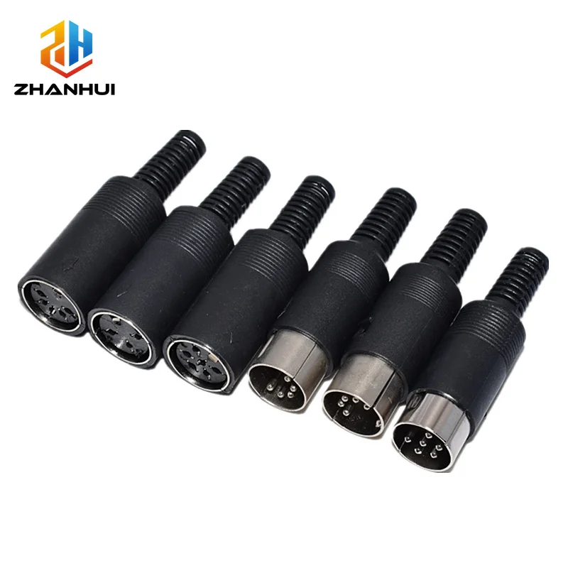 1Pcs Black DIN Circular Connector - Male/Female Plug/Socket, 3/4/5/6/7/8 Pin, Chassis & Cable Mount